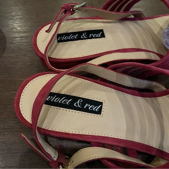 Pink Strappy Suede and Mesh Sandals with Block Heel; New with Tags, Never Worn - Picture 5 of 15